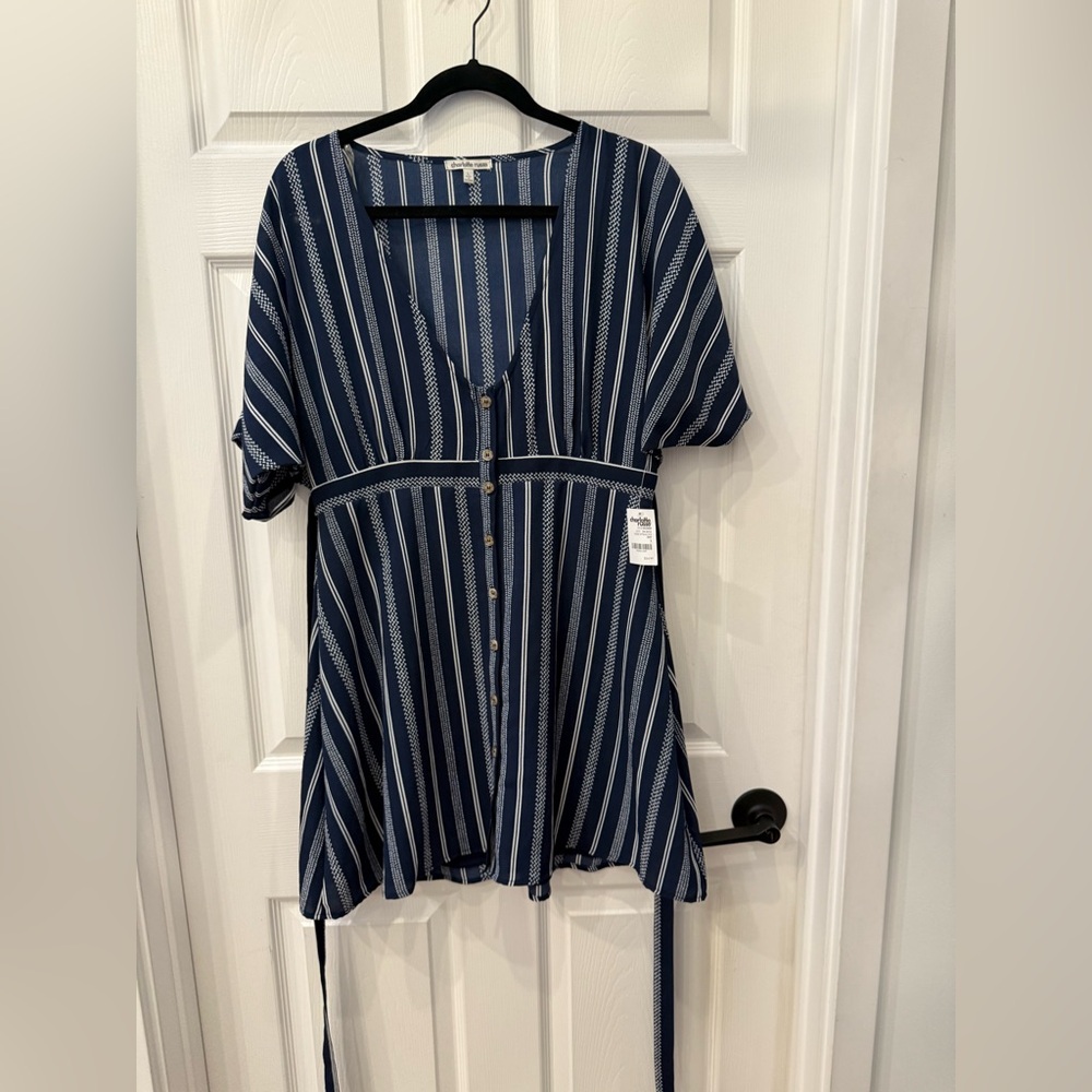 Charlotte Russe nautical blue dress with stripes and buttons